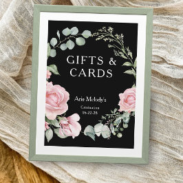 Modern Pink Roses Script Graduation Gifts & Cards