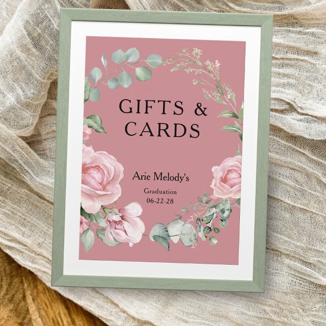Modern Pink Roses Script Graduation Gifts & Cards (Criador carregado)