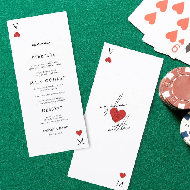 Modern Playing Card Casino Vegas Wedding Menu (Criador carregado)