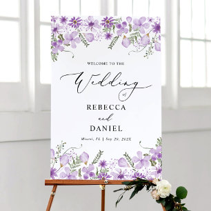 Modern Purple Floral Bem-vindo ao nosso Poster de