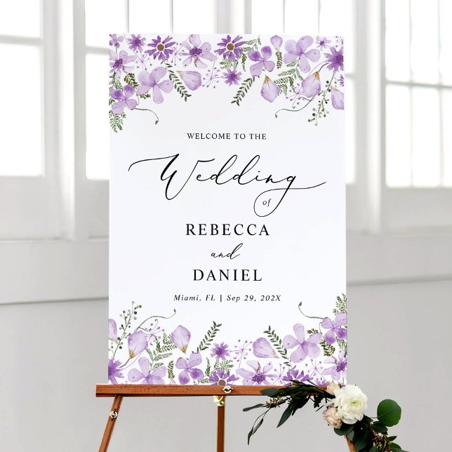Modern Purple Floral Bem-vindo ao nosso Poster de  (Criador carregado)