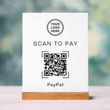 Modern QR Code Payment Sign For Countertop