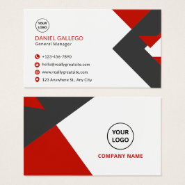 Modern Red Black Geometric Corporate Business Card