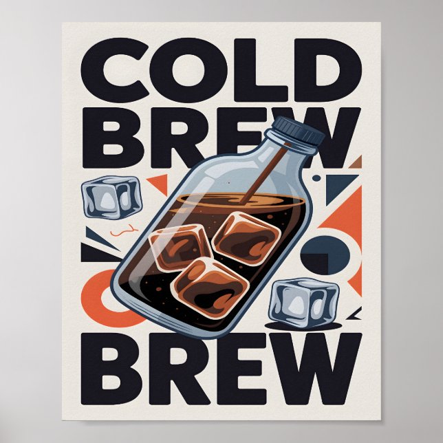 Modern Retro Cold Brew Coffee Art Print Poster (Frente)