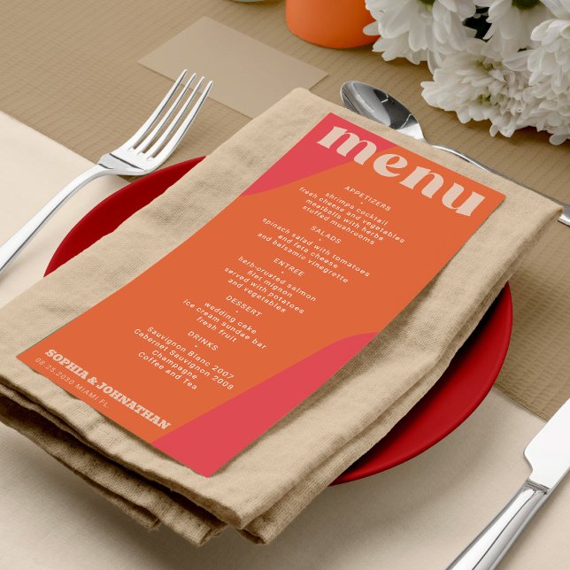 Modern retro groovy wedding template menu (Criador carregado)