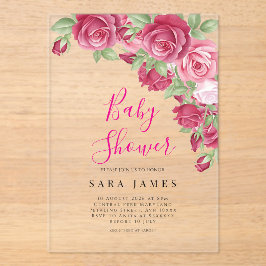Modern Rose Garden Acrylic Baby Shower Invitation