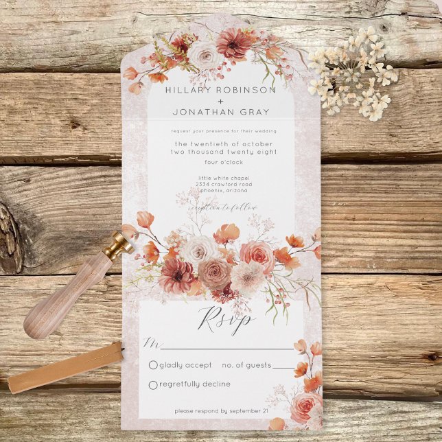 Modern Rust Boho & Neutrals Floral No Janto (Criador carregado)