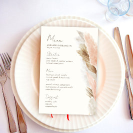 Modern Rustic Pampas Grass Wedding Menu Card