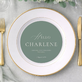 Modern Sage Green Round Wedding Menu