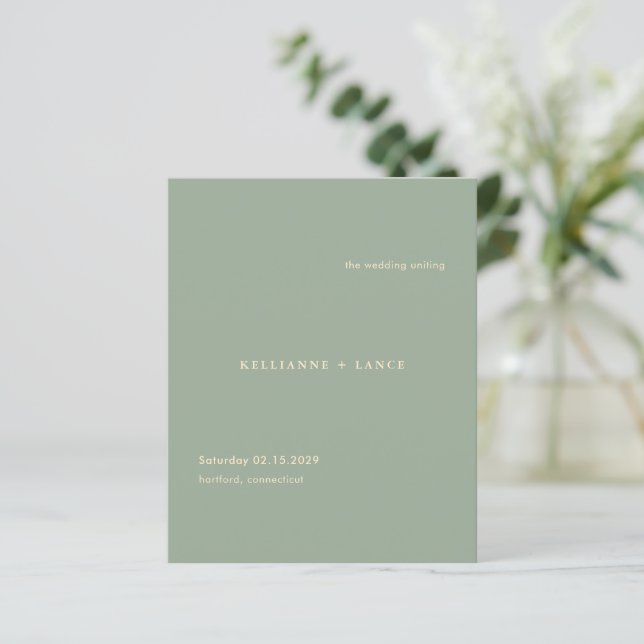 Modern Sage Green Simple Wedding Program (Em pé/Frente)