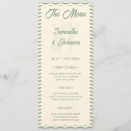 Modern Sage Green Wavy Stripe Wedding Menu Card