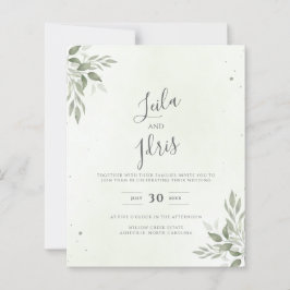 Modern Sage Greenery Budget Wedding Invitation