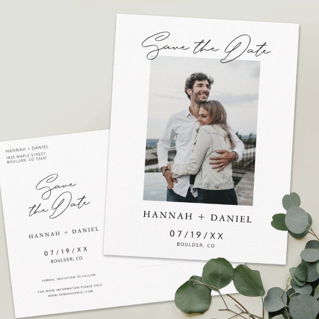 Modern Save the Date Photo Convite de casamento (Criador carregado)