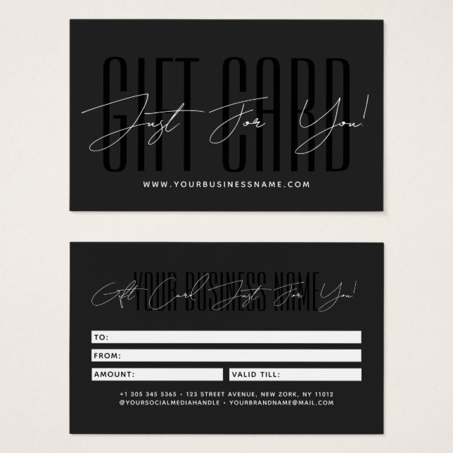 Modern script typography business gift card  (Frente & Verso)