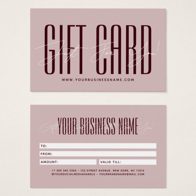 Modern script typography business gift card  (Frente & Verso)