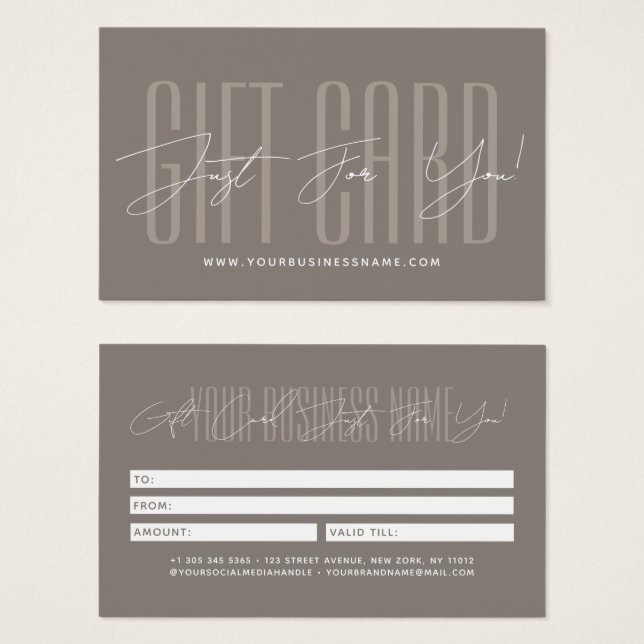Modern script typography business gift card  (Frente & Verso)