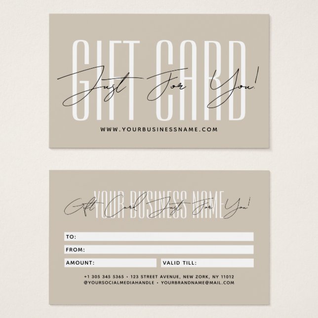 Modern script typography business gift card  (Frente & Verso)