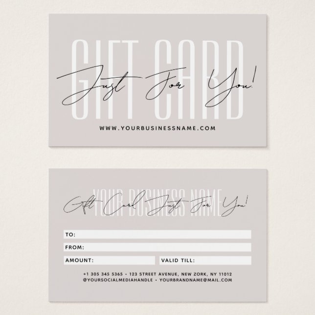 Modern script typography business gift card  (Frente & Verso)