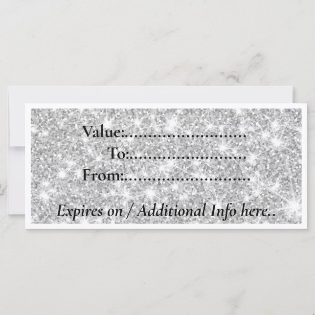 Modern Silver Glitter Salon Gift Note Card (Verso)