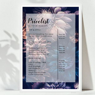 Modern Simpe Floral Boho Salon Price List Poster