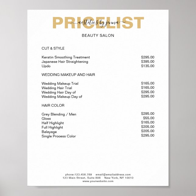 Modern Simpel Preishear Poster (Frente)