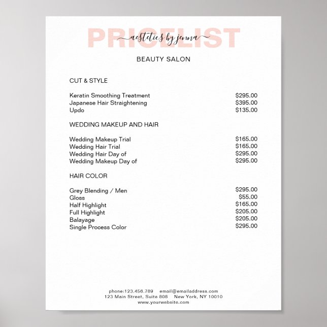 Modern Simpel Preishear Poster (Frente)