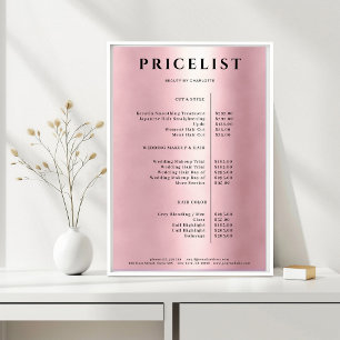 Modern Simpel Rosegold Salon Price List Poster