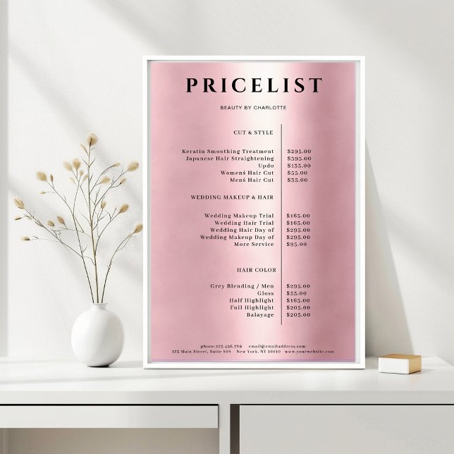 Modern Simpel Rosegold Salon Price List Poster (Modern Simpel Rosegold Salon Price List Poster)