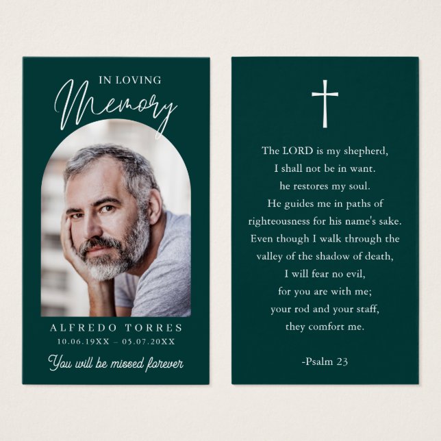 Modern Simple Photo Funeral Memorial Prayer Cards (Frente & Verso)