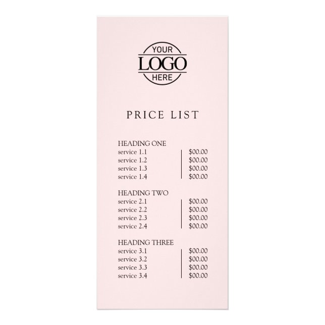 Modern Simple Professional Logo Menu Price List (Frente)