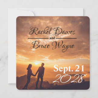 modern simple Wedding Save Date romantic Sunset