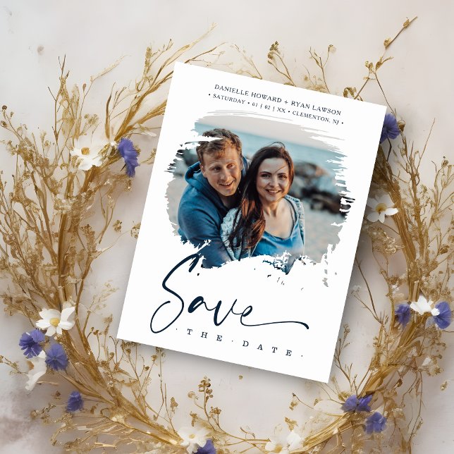 Modern Simulated Brushstroke Photo Engaged Couple (Modern Simulated Brushstroke Photo Engaged Couple for Wedding Save the Date. )
