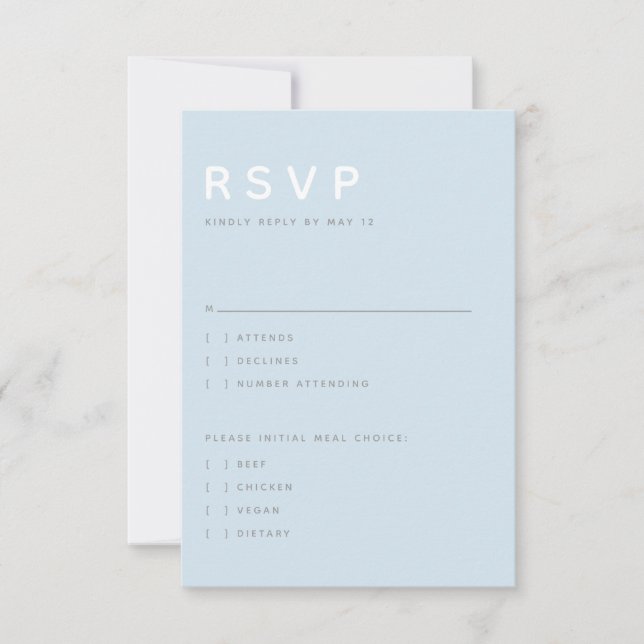 Modern Sky Blue Editorial All Caps RSVP (Frente)