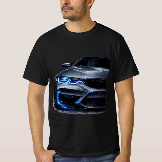 Modern Sports Car Neon Headlight Graphic T-Shirt  (Frente)