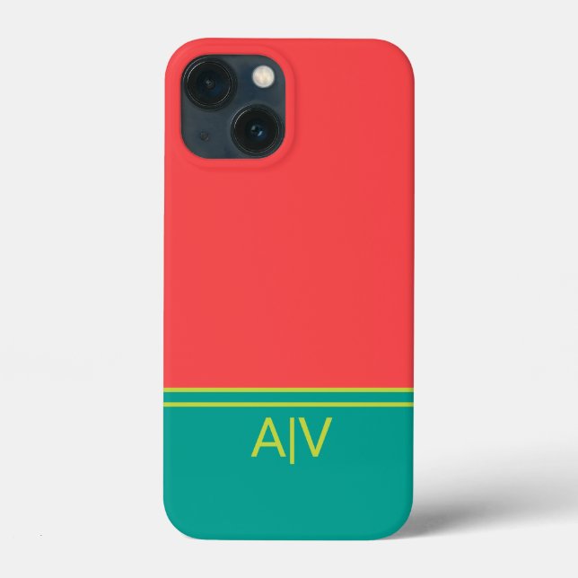 Modern Summer Coral Aquamarine Monogram (Verso)