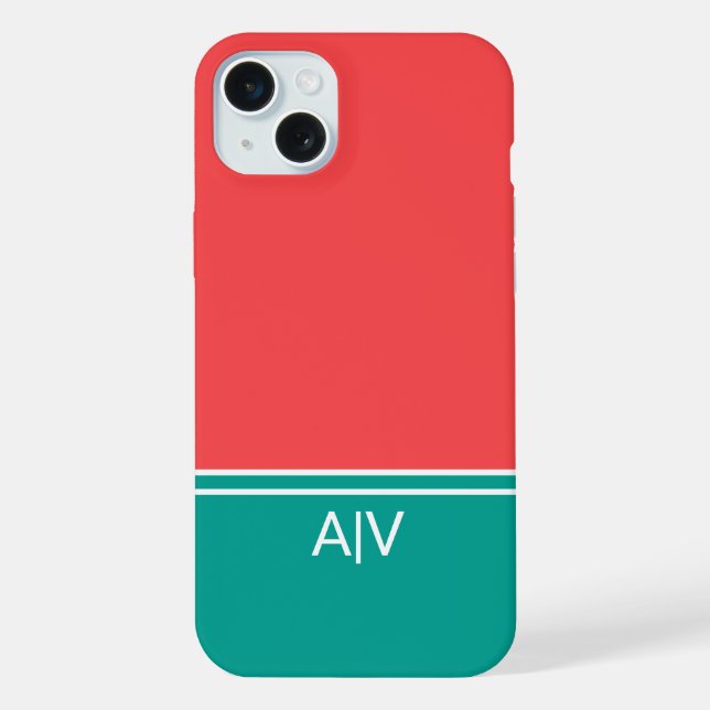 Modern Summer Coral Aquamarine Monogram (Verso)