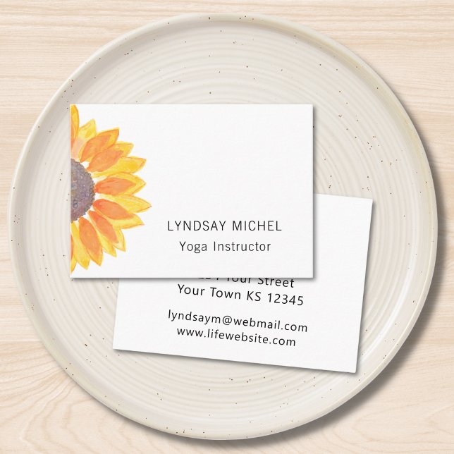 Modern Sunflower Yoga Instrutor Cartão de visita (Criador carregado)