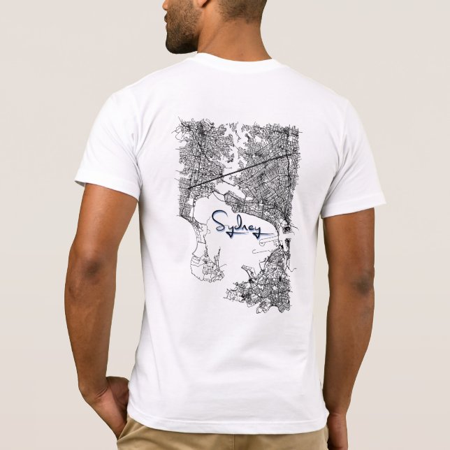 Modern Sydney Map T-Shirt - Urban Travel Souvenir (Verso)