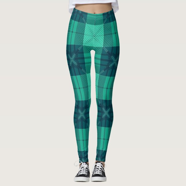 Modern Tartan Green Leggings (Frente)