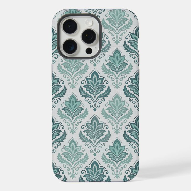 Modern Teal Nordic Damask (Verso)