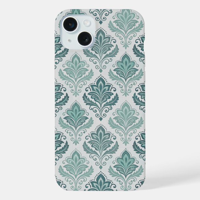 Modern Teal Nordic Damask (Verso)