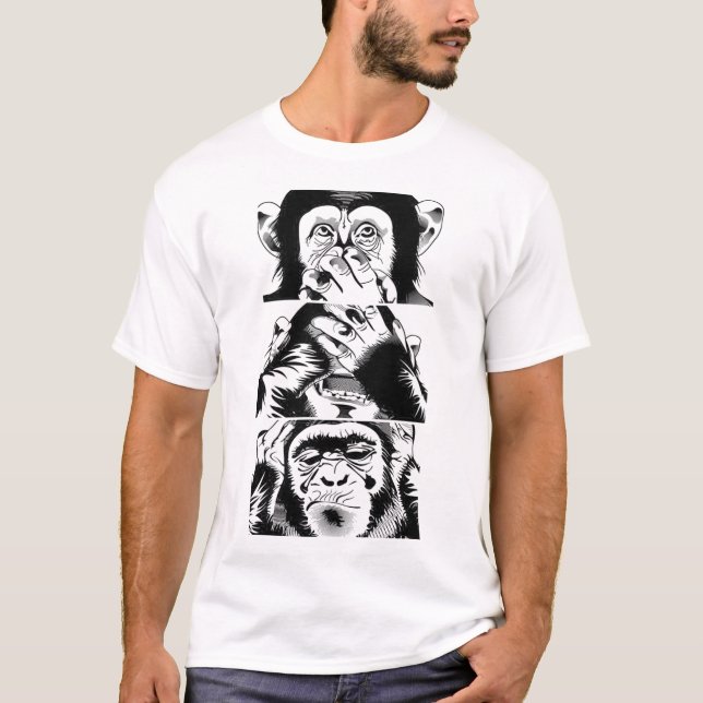 Modern Three Wise Monkeys Graphic T-Shirt  (Frente)