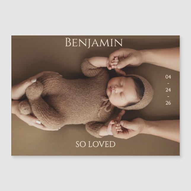 Modern Timeless Photo Magnetic Baby Announcement (Frente)