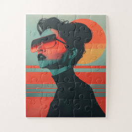 Modern Trendy Woman Retro Sunset Quebra-cabeça