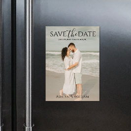 Modern Typography Photo Save the Date Magnet Card