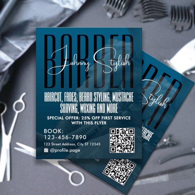 Modern urban style barber shop Flyer (Criador carregado)