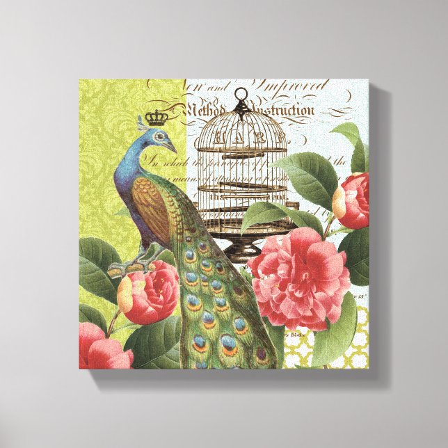 Modern Vintage Peacock esticado canvas (Frente)