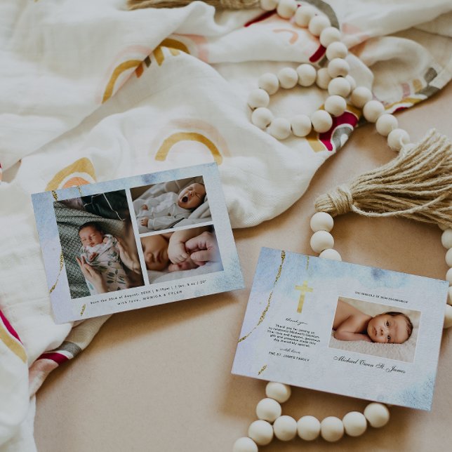 Modern Watercolor | Batismo Azul e Dourado (Criador carregado)