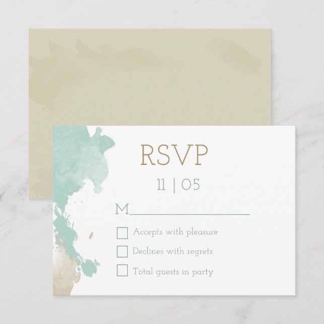 Modern Watercolor Espalha RSVP de Casamento (Frente/Verso)