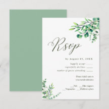 Modern Watercolor Eucalyptus Greenery Wedding RSVP